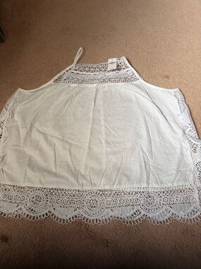 GAP White Crochet Trim Halter Tank